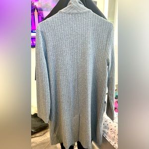 Cotton jersey grey pin stripe knee length blazer